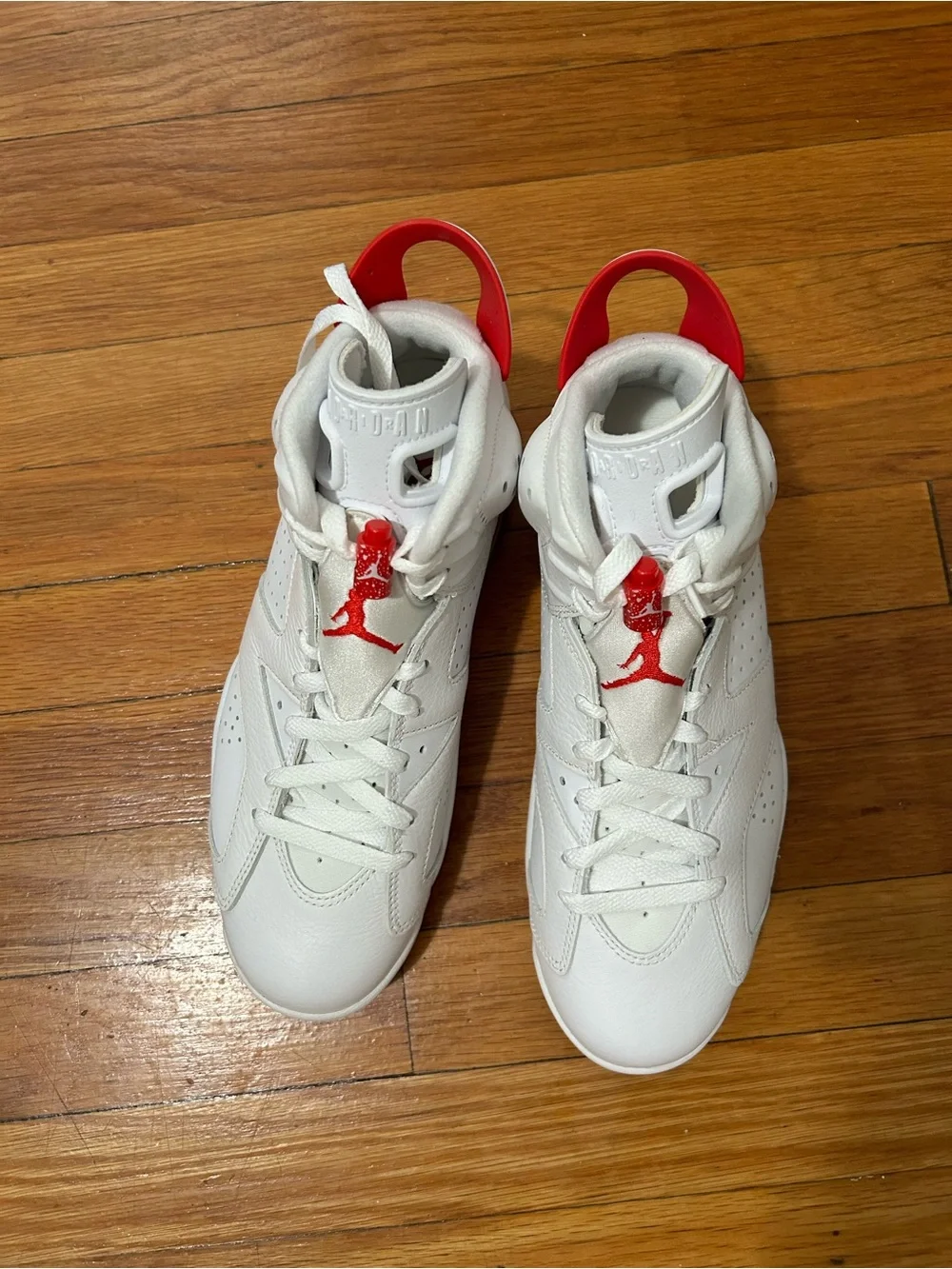 Jordan 6 White Sneakers with Red Accents